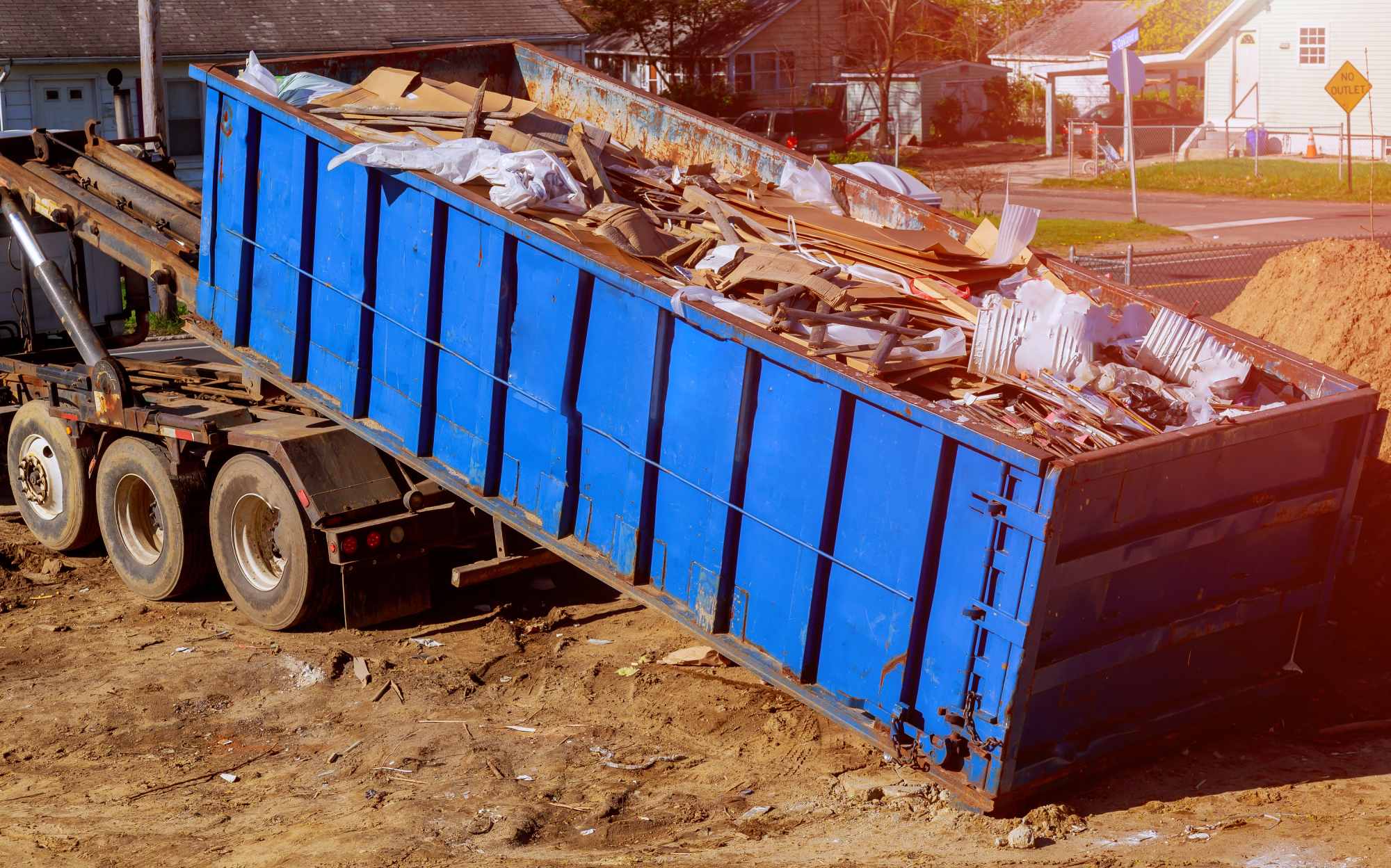 Roll-off dumpster handling renovation debris